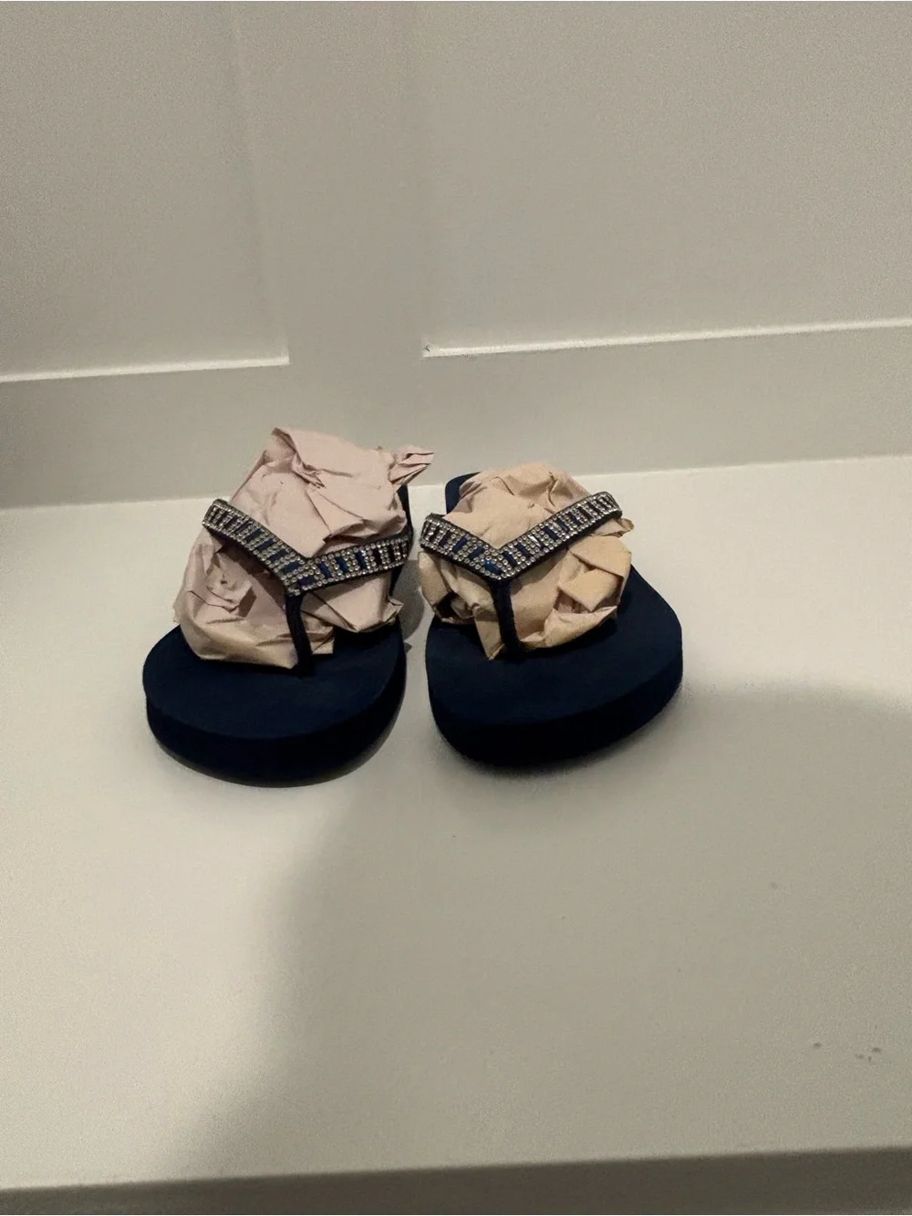 Yellow Box Navy Rhinestone Flip Flop Sandals - Picture 7 of 8